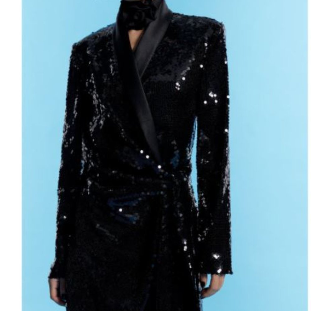 NWT Zara Sequin Blazer style dress Medium